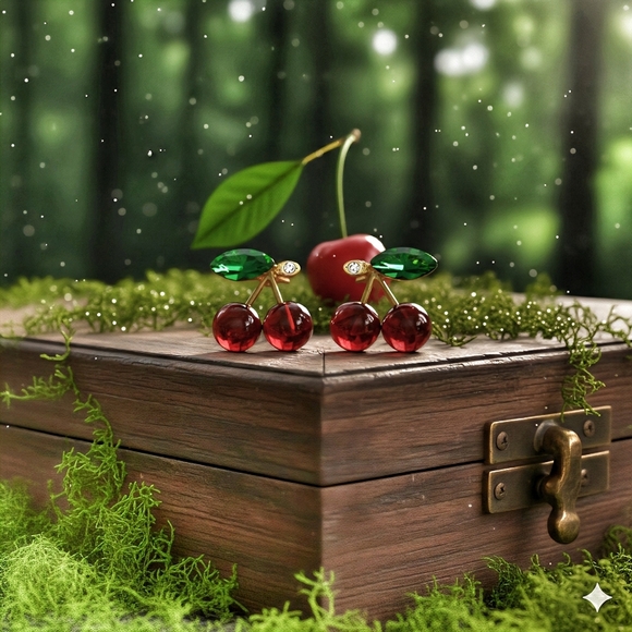 Cute Cherry Stud Earrings ✨Dainty & Cute | 925 Sterling Silver Posts 🍒 - Picture 8 of 10